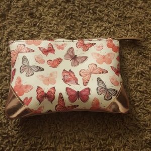 Butterfly makeup bag with rose gold Corners metall